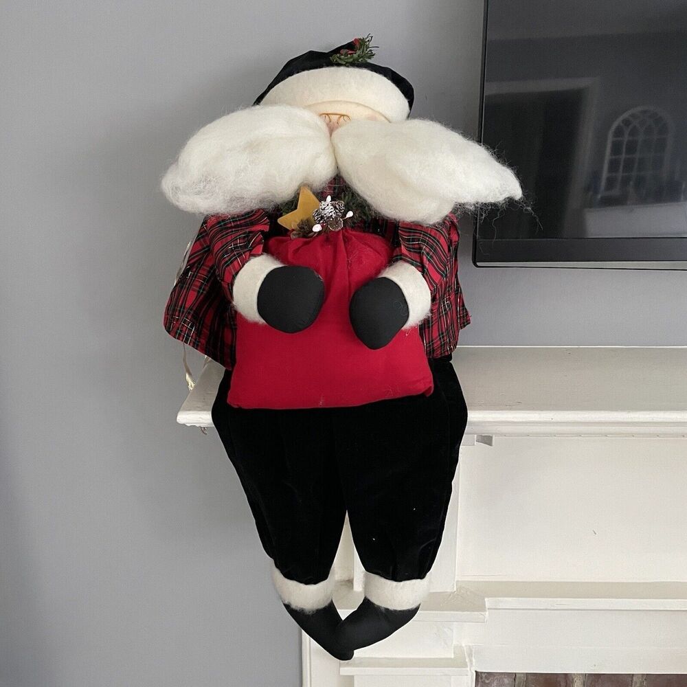 Large Vintage Shelf Mantle Table Sitting Santa Claus Christmas Decoration